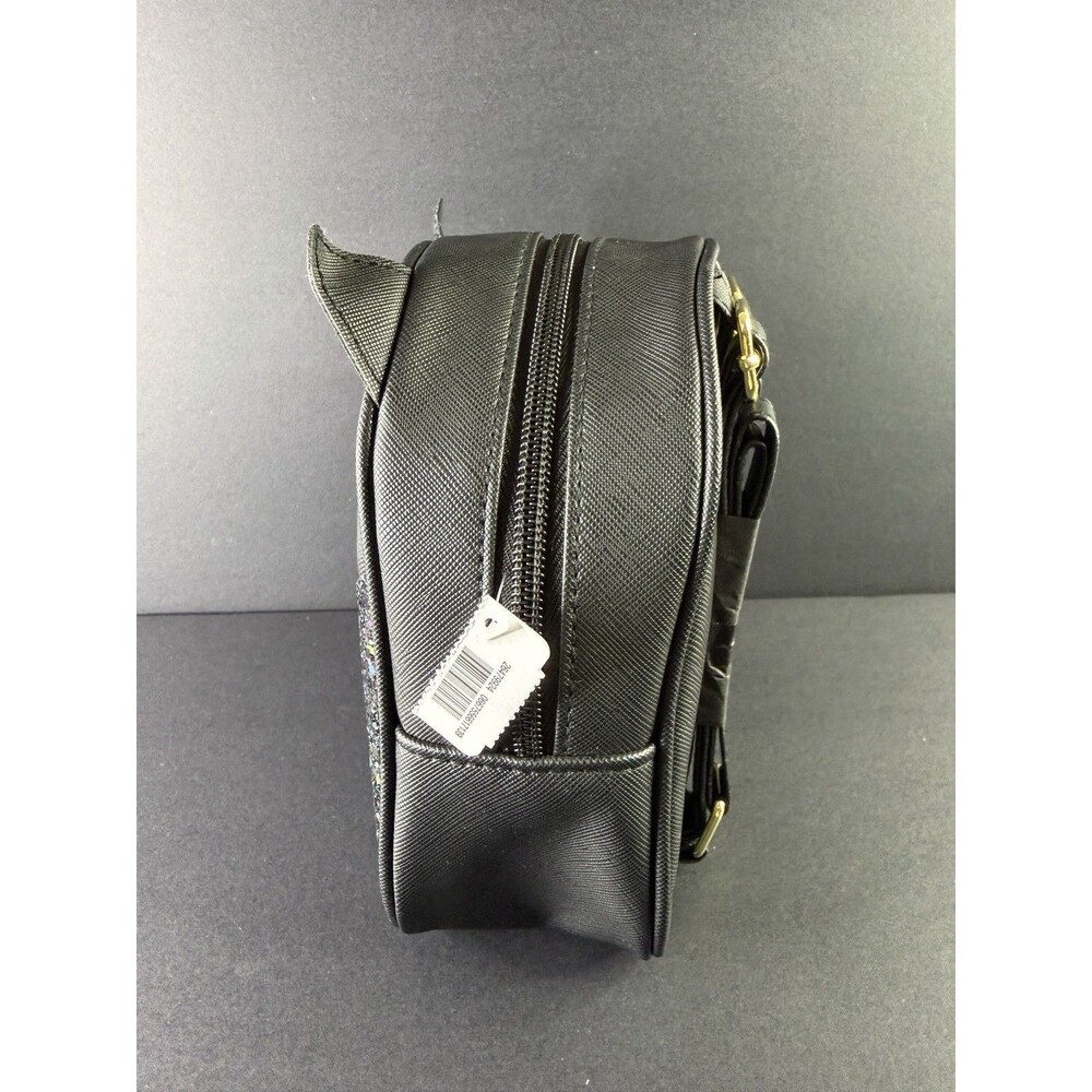 NWT Bath & Body Works Black Cat Cosmetic Makeup Bag / Mini Backpack Glittery - Picture 2 of 6